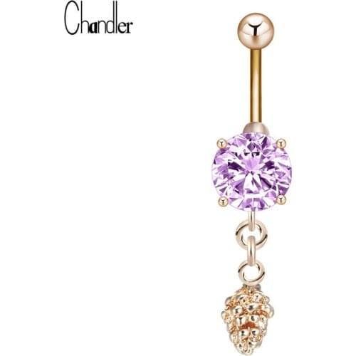 Pine Cones Dangle Crystal Belly Button Ring 316L Surgical Steel Bar Purple Gem Ombligo For Women Online Shopping India Sentiment