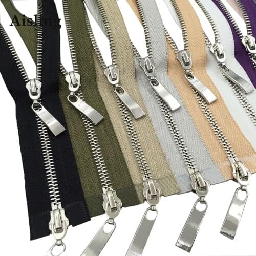 1 Pcs Silver Teeth Eco-friendly Open-end Double Sliders Metal Zippers For Sewing Garment Accessories Coat DIY Tool Material D681