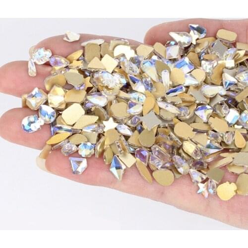 100PCS Random Nail Rhinestones Feel free to match flat crystal irregular diamonds 3D Manicure Nail Art Decoration Charms Jewelry