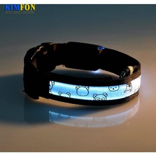 200Pcs/Lot Mixed Led Colors And Sizes Nylon Cartoon Bear Pet collar, Safety Necklace Flash In The Dark