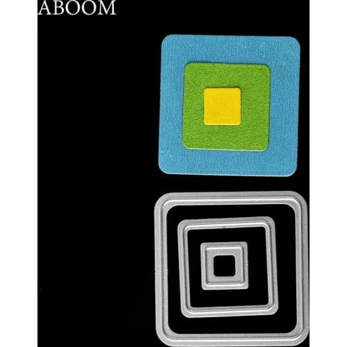ABOOM New 3PCS Square Metal Cutting Dies For Scrapbooking Stencil DIY Album Cards Decoration Embossing Folder Die Cuts Template