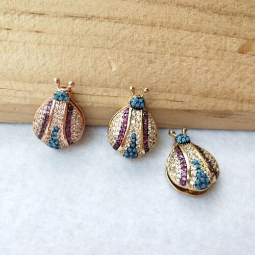 5 Pieces Insect style Double Bails Connector CZ zircon Micro pave crystal Charm DIY Bracelet necklace Jewelry Findings CT451