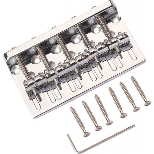 5 String Bass Metal Bridge Electric Guitars Bridge Part With Slotted, Chrome