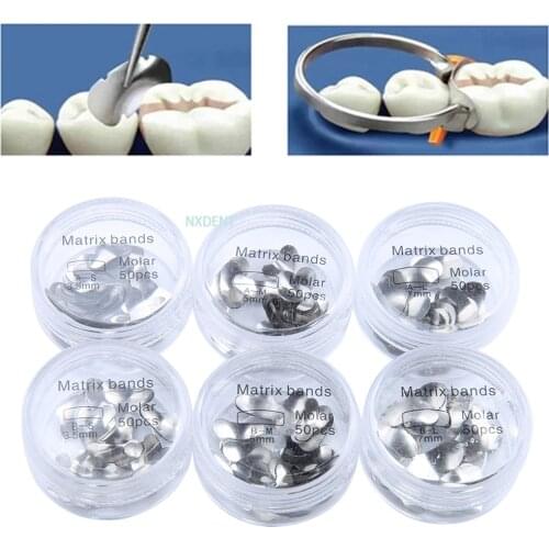 50pcs/set Dental Matrix Sectional Contoured Matrices Matrix Ring Bands S/M/L Delta Wedges Filling Dentistry Lab Tools