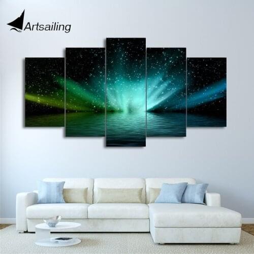 ArtSailing HD Printed 5 piece canvas art saurora borealis Painting living for room wall art home decoration Free shipping/ny-546