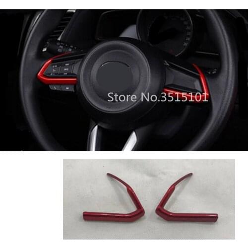 Car Cover ABS Chrome Steering Wheel Interior Kit Trim Lamp Frame 2pcs For Mazda CX-3 CX3 2017 2018 2019 2020