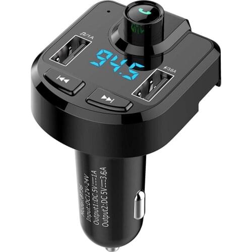 Car Hands-free Wireless Bluetooth FM Transmitter MP3 Charger Dual Equipped Player Bluetooth LED Display Dual USB Car Charger