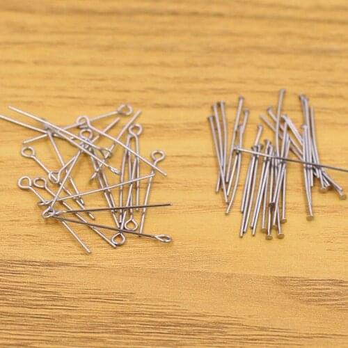 200 Pcs/Pack) 30mm Length 0.7mm Diameter stainless steel T-shape 9-shape Pins for Beads string DIY Jewelry Accessories