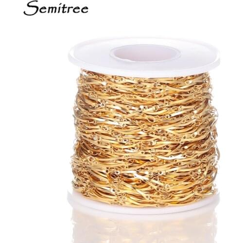Semitree 1 Meter Stainless Steel Bended Chains for Bracelet DIY Jewelry Making Necklace Component Handmade Crafts Accessories