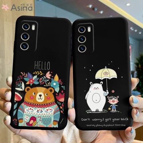ASINA Liquid Silicone Case For Huawei P40 P30 P20 P Smart 2019 Z Cover Cartoon Bumper Girl Couple Cases For Nova 3i 5t Coque