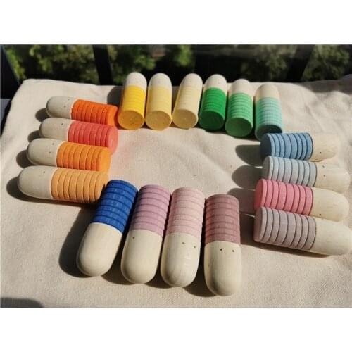 Kids Montessori Wooden Toy Rainbow Beech Wood Shoots Sticks Small Eyes Peg Doll Loose Parts Dropshipping