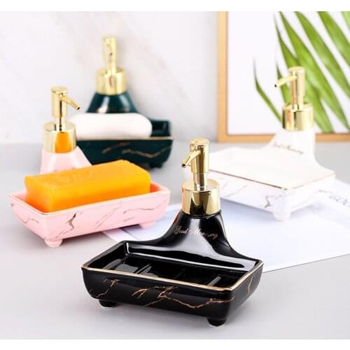 150ml Soap Dispenser Marble Pattern Ceramic Shampoo Bottles Bathroom Soap Dish Hand Washing Sanitizer Empty Refill Sub-bottle