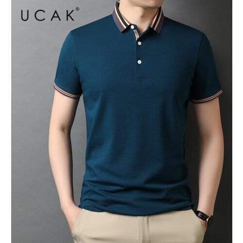 UCAK Brand Classic Solid Color Turn-down Collar Short Sleeve T-Shirts Summer New Streetwear Casual Cotton T Shirt Homme U5562