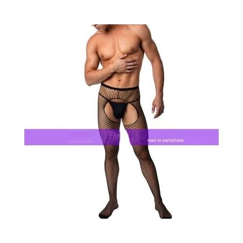 Men 's fishing pantyhose sexy socks men' s Bodysuits high elastic stockings pantyhose open files fishnet stocking filar socks