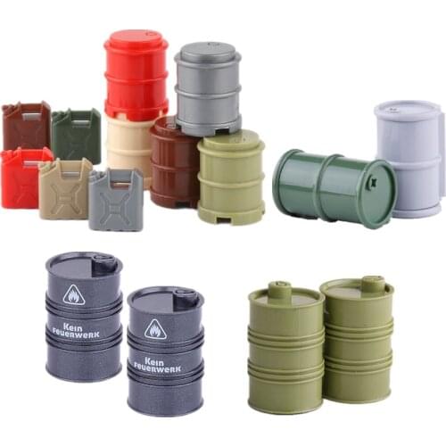 MOC Military Weapon Oil Bottle Building Blocks Oil Tank Gasoline Drum Model Gas Station Accessories Educational Toys Kids C236