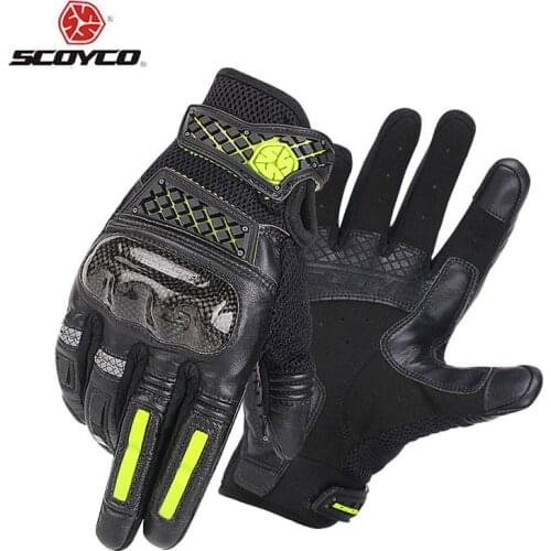 Spring Summer cool SCOYCO motorcycle gloves carbon fiber shell Breathable mesh cloth microfiber leather M L XL XXL