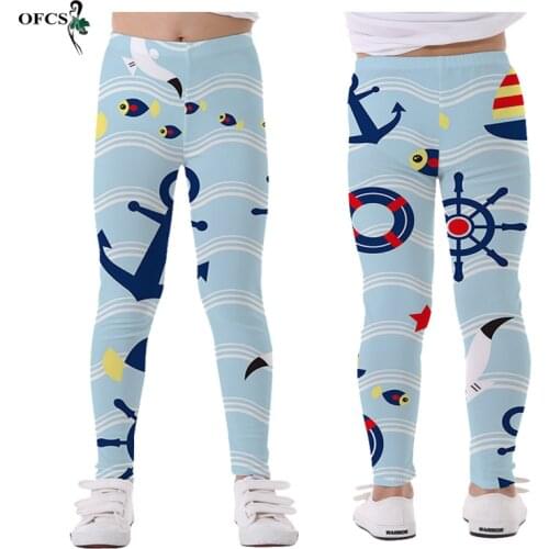 Retail 5-12Years Old Girl Pants Soft Elastic Kids Leggings Floral Printed Girls Skinny Pants Children Trousers Summer Clothes