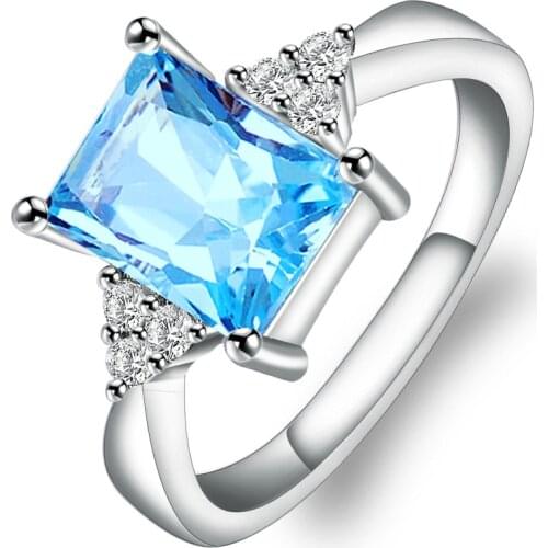 Fashion Rainbow Multicolor Crystal Ring Elegant Feminine Fashion Romantic Gift