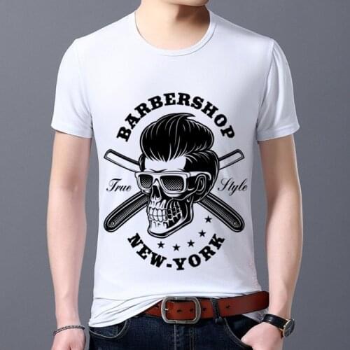 Black All-match Mens T-shirt O-neck Gothic Style Skull Pattern Series Tops Classic Male Short Sleeve Tee Clothes Dropshipping