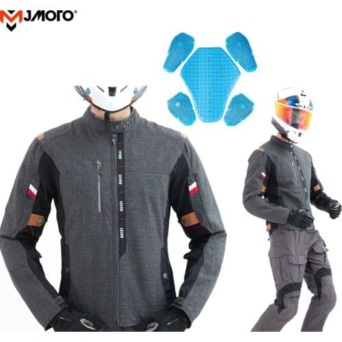 Mens Gray Motorcycle Jacket Spring Autumn Racing Off-road Outerwear MotorbikeTouring Jacket Suit With CE Protective Equipment