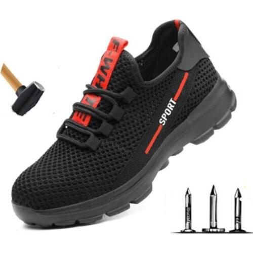 Mens Breathable Work Safety Shoes Men Outdoor Anti-slip Steel Puncture Proof Construction Steel Toe Cap Safety Boots Shoes