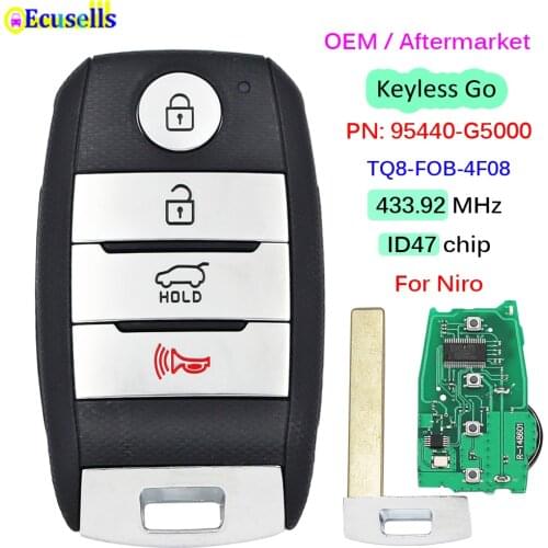 OEM 4B Keyless-Go Smart Remote Key 433.92mhz ID47 Chip for KIA Niro Touring LX EX S 2017 2018 2019 P/N:95440-G5000 TQ8-FOB-4F08