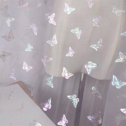 Off White Light Purple Mesh Lace Fabric Printing Butterfly Soft DIY Lady Dress Background Sewing Cloth Decoration