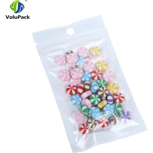 Wholesale 10x18cm (4x7") Moisture proof BOPP pearl film Clear/ white ziplock plastic pouch flat hand hold mylar packaging bag