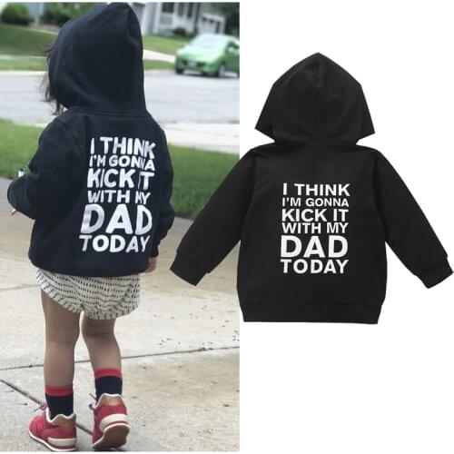 Focusnorm 0-6Years Newborn Baby Girl Boy Autumn Swearshirts Print Letter Long Sleeve Zipper Hooded Sweatshirts