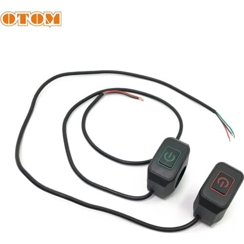 OTOM Motorcycle 12V Waterproof Single Switch With Light Stop Start Horn Button Rubber Copper Accessories For ATV UTV Motocross