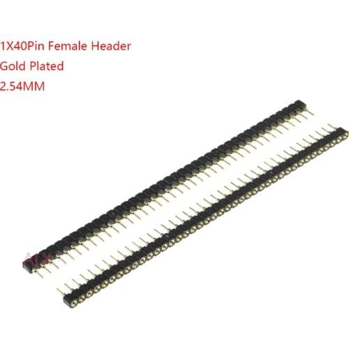 5PCS Gold plated 1X40 PIN Single Row ROUND FEMALE HEADER 2.54MM PITCH Strip Connector Socket 40p 40PIN 40 PIN FOR arduino