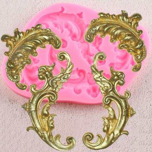 Baroque Scroll Relief Border Silicone Mold DIY Cupcake Topper Fondant Cake Decorating Tool Candy Clay Chocolate Gumpaste Moulds