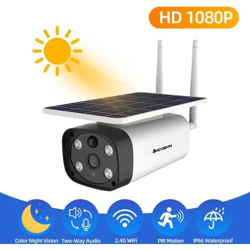 Solar WiFi Camera Outdoor 1080P Wireless Security CCTV Color Waterproof Solar Panel Power PIR Detection Camera Two way Audio