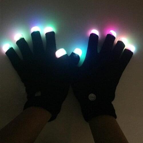 LED Gloves Glow Light Up Finger Lighting Dance Party Decoration Glow Party Supplies Choreography Props Halloween