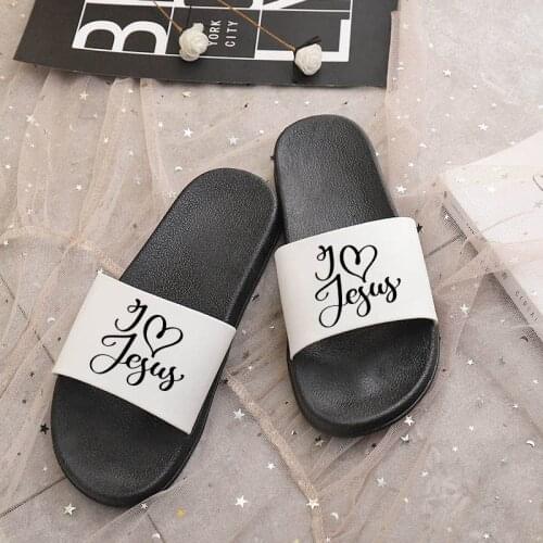 Jesus alphabet Cross print women slippers Harajuku Ladies slippers Summer Fashion slipper for women zapatillas mujer