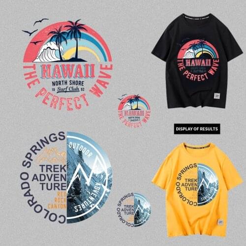 Coconut Tree letter Heat Transfer Patches Travel Clothes T-shirt Thermal transfer stickers Iron on For DIY Decoration Printing