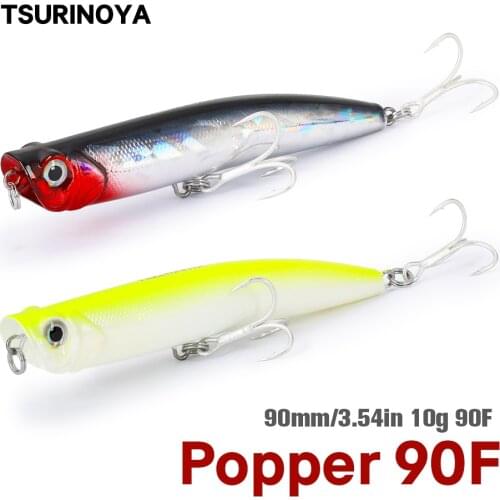 TSURINOYA Popper Pencil Hard Fishing Lures DW17 Topwater Floating Hard Bait 90mm 10g Saltwater Artificial Wobblers Swimbait