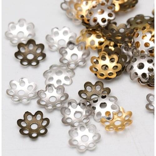 500pcs 6mm Silver Gold Bead Caps For Jewelry Bead Caps End Receptacle Hollow Flower Torus DIY Spaced Apart Jewelry Accessories