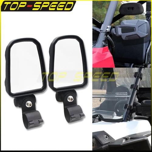 Black 1.75"" UTV Aluminium Side View Mirror Rearview For Arctic Cat Wildcats Yamaha Rhinos 450 660 700 JOHN DEERE GATOR HPX