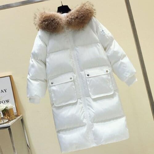 Womens Large Size Down Cotton Coat 2020 Winter Long Hooded Jacket Solid Color Thickening Casual Warm Outerwear Parkas B145