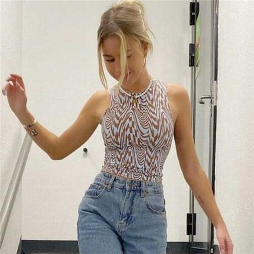 Sexy Striped Aesthetics Print Y2k Summer Streetwear Crop Tops Sleeveless Off Shoulder Fashion Tank Top Women 2021 Corset Vests