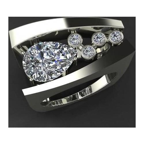 Unique Ring Silver Color Water Drop Crystal Finger Rings for Women Geometric Ring Men Fashion Jewelry Bague Femme Anillos Mujer