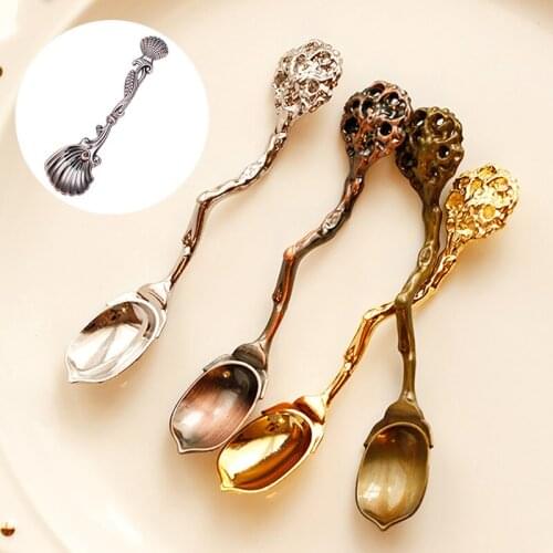1Pc Floral Pattern Coffee Stirring Spoon Vintage Elegant Dessert Ice Cream Spoon Kitchen Tableware Teaspoons