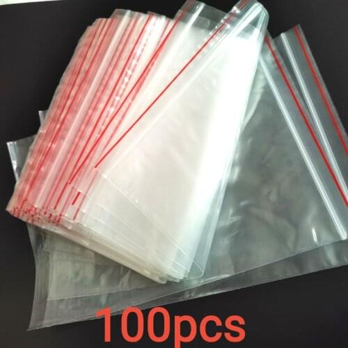 100pcs Pouch Plastic Zip Lock Jewelry Bags Transparent Food/Gift Pouches Package Bag Clear Reclosable Ziplock Bags Wholesale