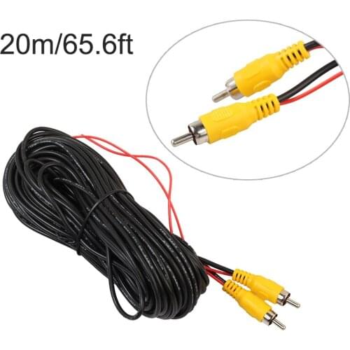 20m RCA Male to Male Car Reverse Rear View Parking Camera Video Extension Cable Cord with Trigger Detection Wire