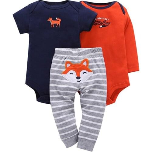 100% Cotton 2017 New Baby Clothes Set Ropa Suit, Cute Baby Girl Boys 3PCS Clothing Set Kids Bebes Girl Bodysuit set