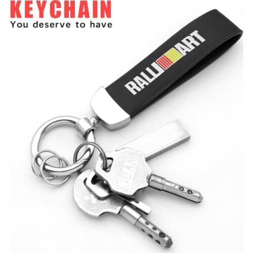 3D Metal leather Car Keychain Key Chain Rings For Mitsubishi Lancer 10 3 9 EX Outlander 3 ASX L200 Ralliart Emblem Accessories