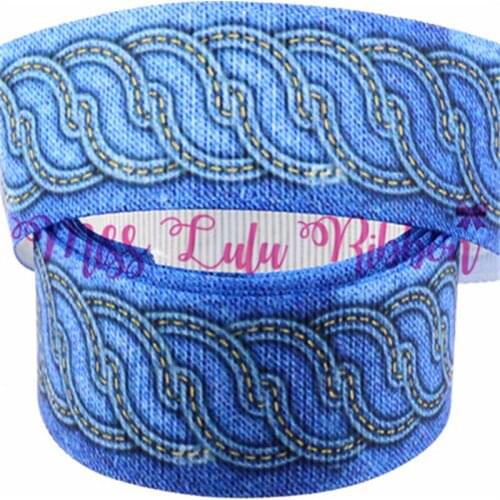 6mm-75mm Denim Like/Jeans Printed Elastic Ribbon DIY Party Decoration Webbings handmade hair bands 50yards/roll MD170919-25-8883