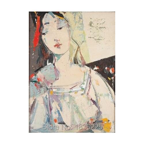 Abstract oil painting Chinese woman portrait oil painting Beautiful Chinese Women canvas painting for bedroom decor wall decor