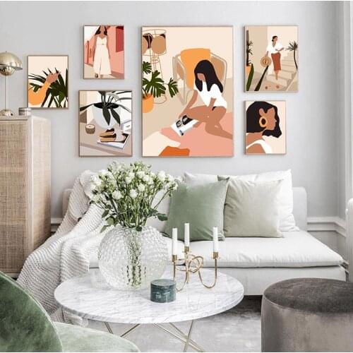 Abstract Fashion Vintage Girl Wall Art Canvas Painting Nordic s and Prints Wall Pictures for Living Room Home Decor